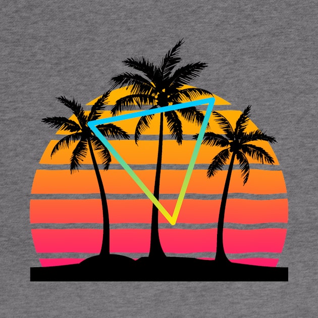 Sunset 80s Palm Tree Art by AlondraHanley